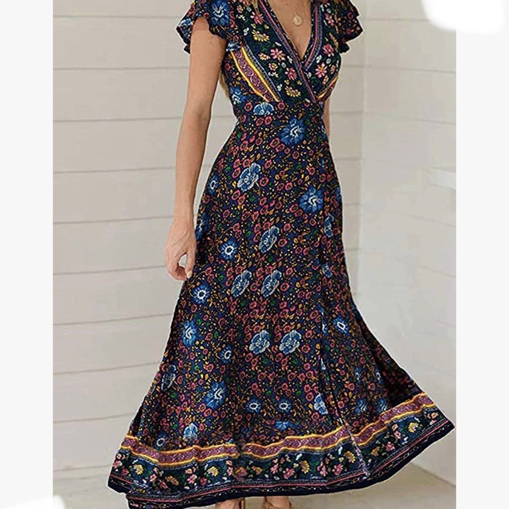ZESICA Floral Wrap Dress